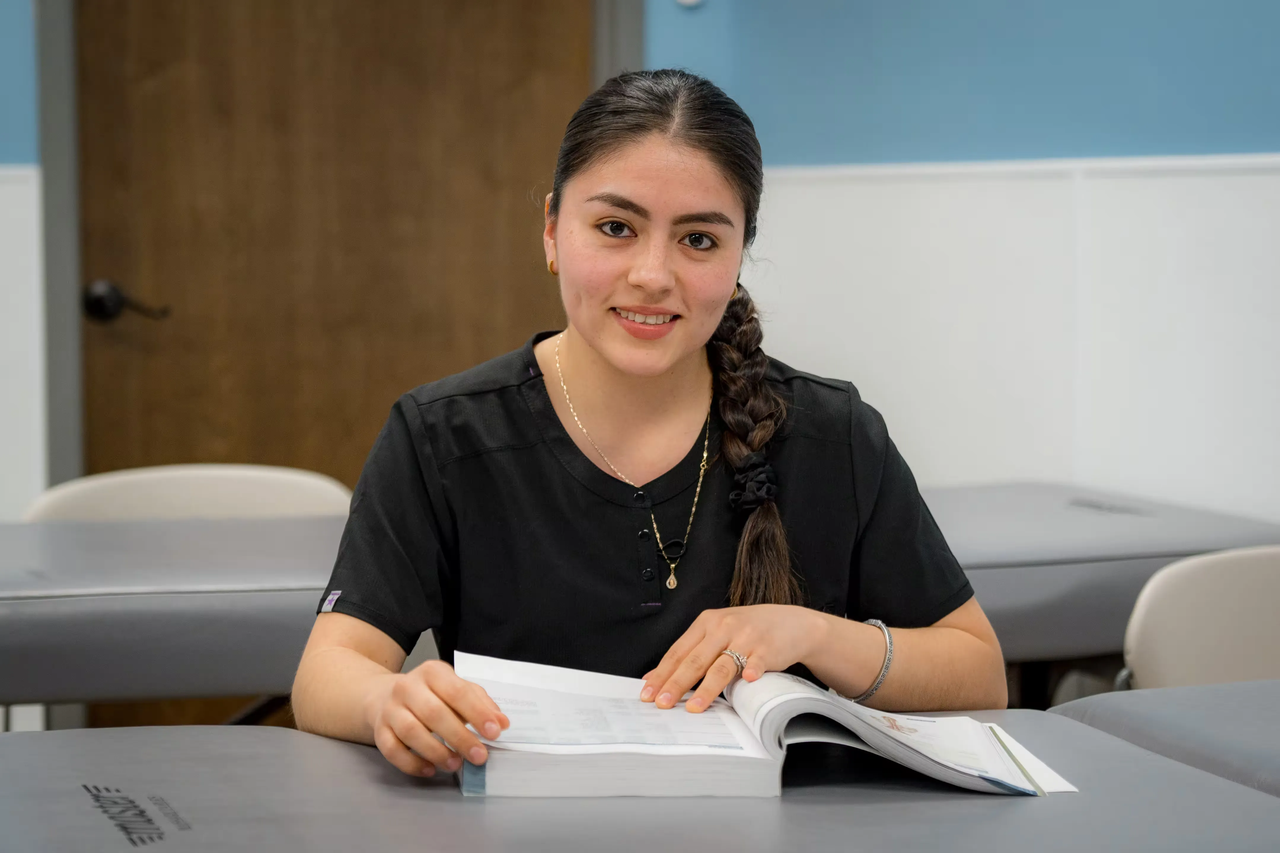 Student reading book material